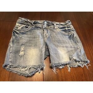 Wallflower jean‎ shorts womens size 9 light wash distressed